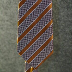 TwentyDollarTie Necktie Orange White Stripe Textured Silk Blend Modern